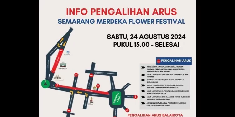 Cek Rutenya! Arus Lalu Lintas Semarang Dialihkan saat “Merdeka Flower Festival 2024”